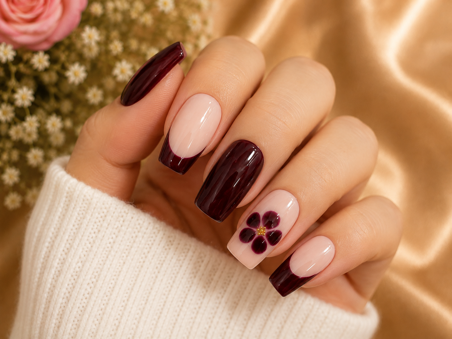 Luxurious Press On Nails -NailTrend® | Set of 20 Reusable Fake Nails in Almond Shape | Red and Light Pink - Image 6