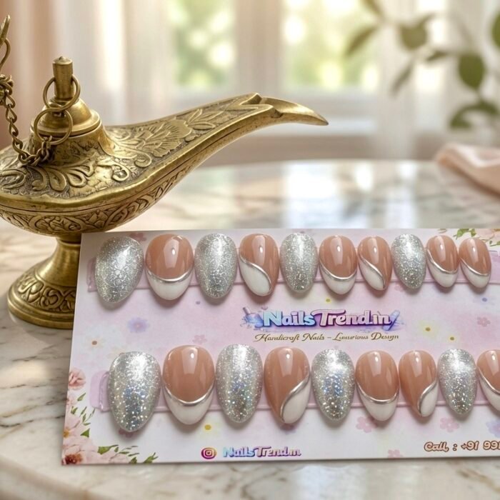 NailTrend® Luxurious Press-On Nails for Women and Girls | 20 Fake Nails | Artificial Nail Extensions Press-On Nails with Glue | Reusable Trendy Nail Art for Women and College Girls | Stick-On False Nails for Everyday Use, Festivals, Weddings, and Parties